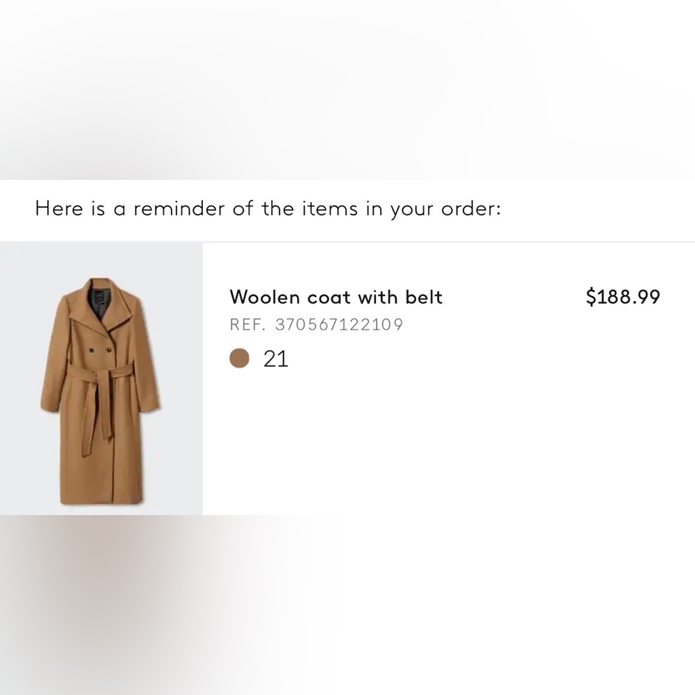 Mango: Brown Woolen Coat with Belt (barely worn)